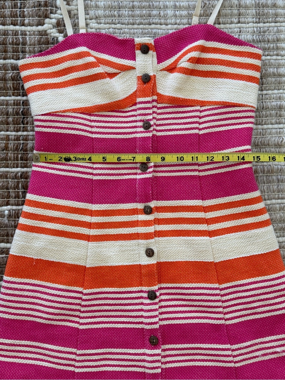 Hutch Cream, Pink, and Orange Striped Button Front Sundress - Picture 11 of 13